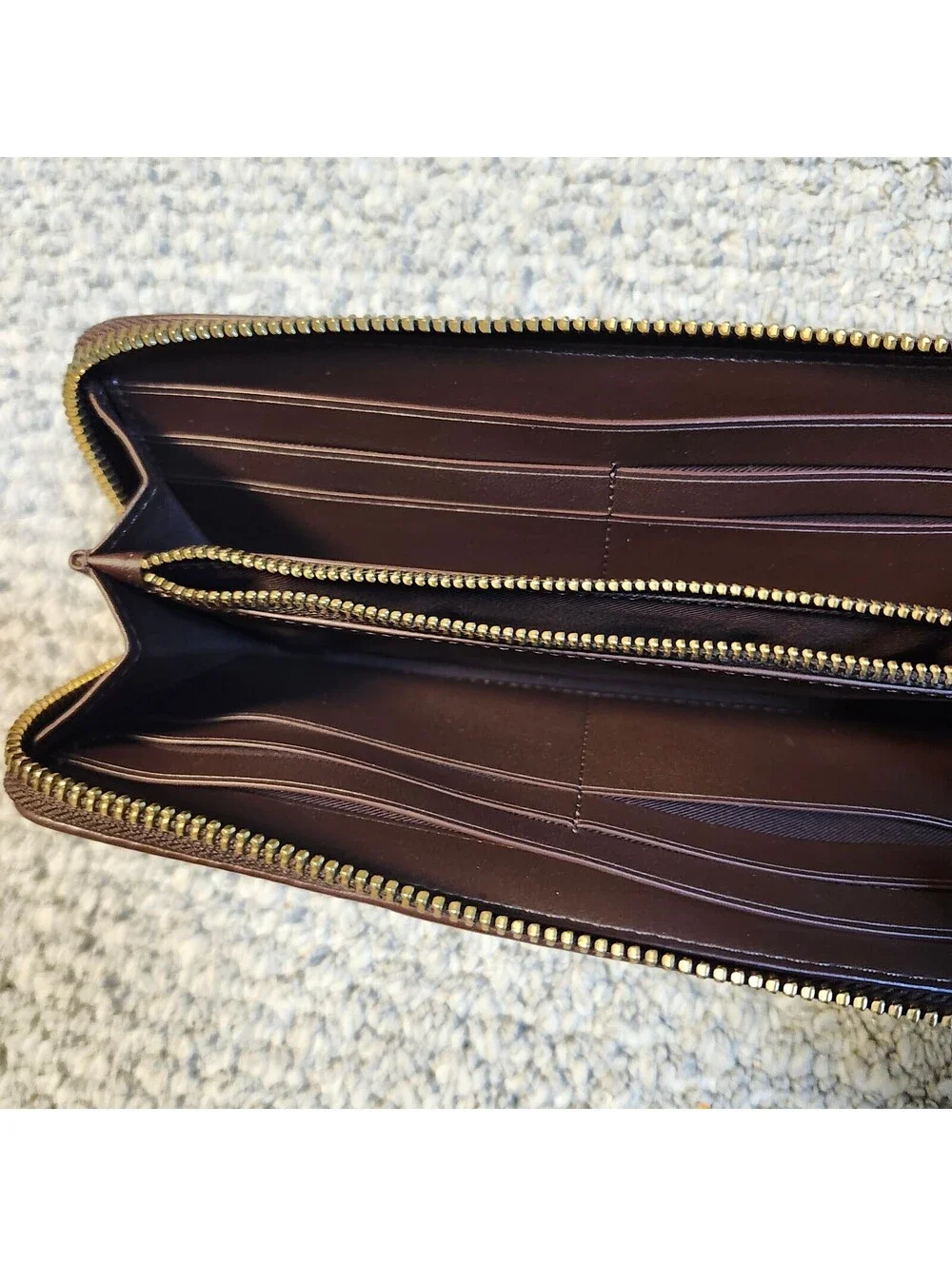 Coach Essential Slim Accordion Zip Around Wallet Signature Canvas and Leather